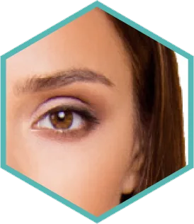 Hexagon crop of a woman's eye area for Morpheus8 skin remodelling in London