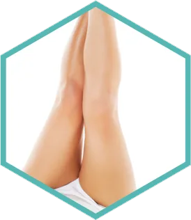 Hexagon crop of a woman's legs for Morpheus8 skin remodelling in London
